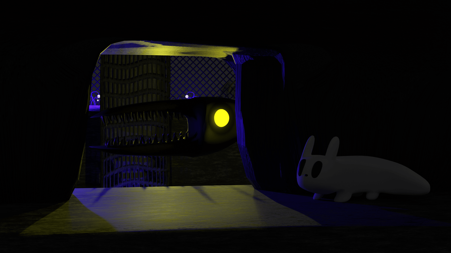 Large scary bird hunting a small creature