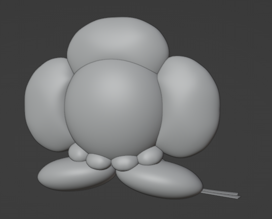 Front of 3D model of Petals in Blender