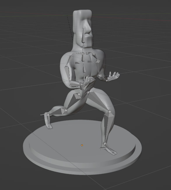 Blender screenshot of Moai Man with armature